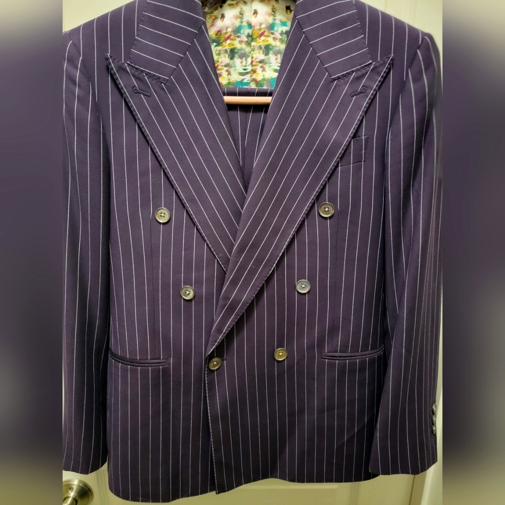 Custom Men's Purple Pinstripe Suit